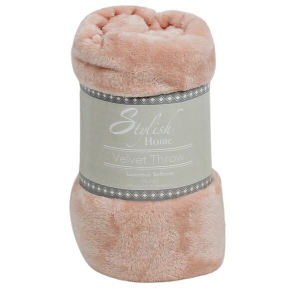 Stylish Home Velvet Throw Plush Lightweight Throw 50"X 60" Peach Frost - Picture 1 of 6